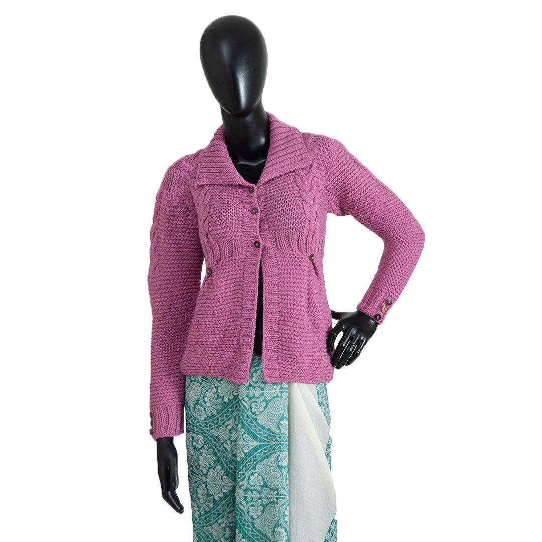 Organic Wool | Cardigan | Mauve Pink - Mojopanda Organic Store