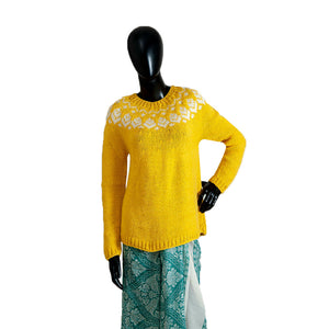 Organic Wool | Pullover | Yellow & White - Mojopanda Organic Store