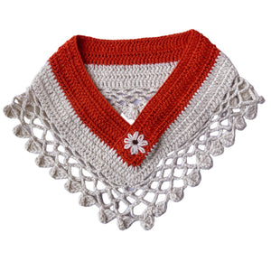 Neck Warmers & Mufflers | Crochet | White & Orange | For Women | 100% Premium Wool - Mojopanda Organic Store