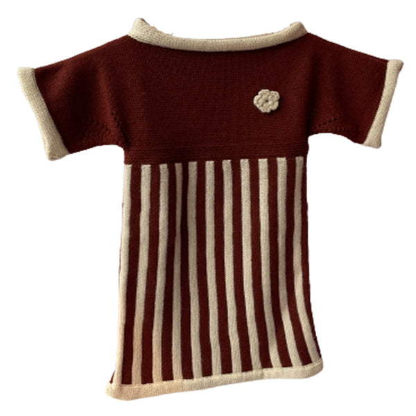 Frock Red Wine & White  | For Baby Girl | 100% Organic Wool