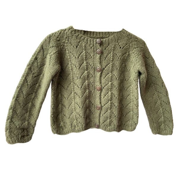 Organic Wool | Cardigan | Olive Green | Size- 18 Month