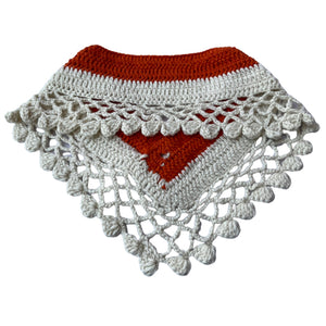 Neck Warmers & Mufflers | Crochet | White & Orange | For Women | 100% Premium Wool - Mojopanda Organic Store