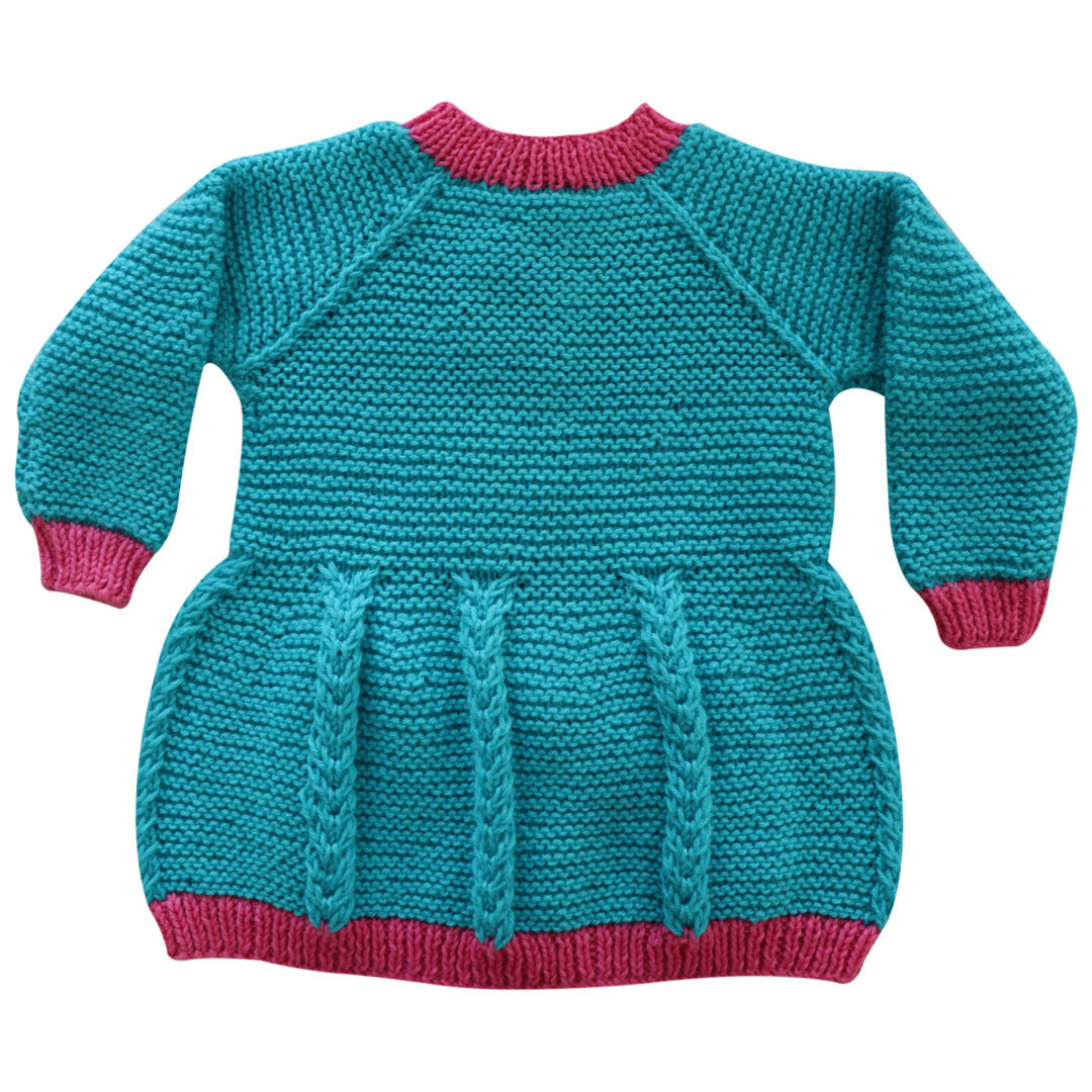 Organic Wool | Frock | Easter Blue &, Pink - Mojopanda Organic Store