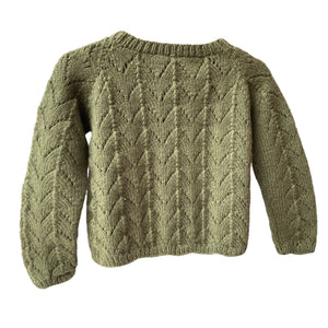 Organic Wool | Cardigan | Olive Green | Size- 18 Month - Mojopanda Organic Store