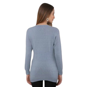 Light Blue Women Pullover | Organic | Pullover with 2 Pockets - Mojopanda Organic Store