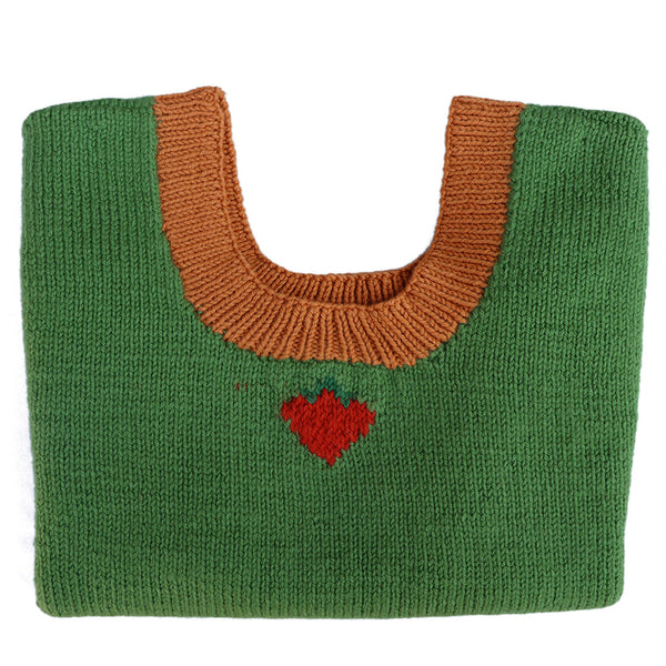 Organic Wool  |  Top Strawberry Design  |  Green, Red & Sepia Skin
