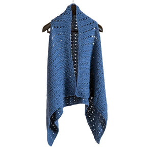Poncho & Shrugs |;Chambray | For Women | 100% Premium Wool - Mojopanda Organic Store