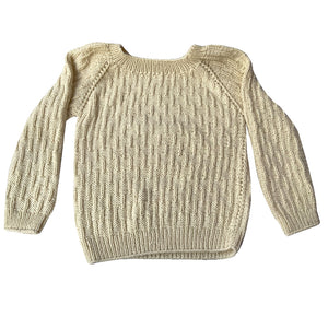 Organic Wool | Pullover | Ivory | Classic Rose | Size- 8-9 years - Mojopanda Organic Store