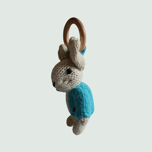 Rabbit Ring Rattler | Hand Knit | Stuffed/Plush/Soft Toy | 100% Organic | Health-Pro - Mojopanda Organic Store