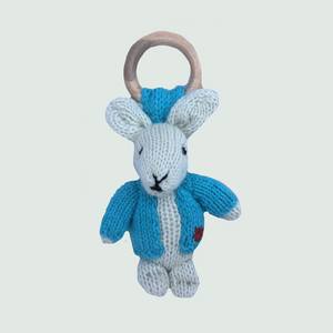 Rabbit Ring Rattler | Hand Knit | Stuffed/Plush/Soft Toy | 100% Organic | Health-Pro - Mojopanda Organic Store