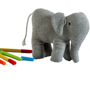 Elephant Machine Knitted Grey Stuffed Baby/Plush/Soft Toy | 100% Premium Cotton - Mojopanda Organic Store