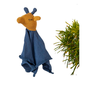 Giraffe Comforter Mustard and Blue Stuffed/Plush/Soft Toy | 100% Organic cotton - Mojopanda Organic Store
