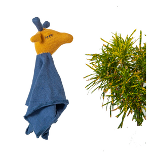 Giraffe Comforter Mustard and Blue Stuffed/Plush/Soft Toy | 100% Organic cotton - Mojopanda Organic Store
