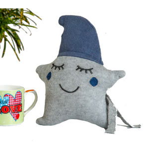 Joker Pillow Grey & Blue Knitted Stuffed/Plush/Soft Toy | 100% Premium Cotton - Mojopanda Organic Store