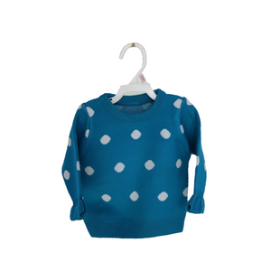 Blue-White Polka Dots Baby Sweater I 100% Organic Cotton - Mojopanda Organic Store
