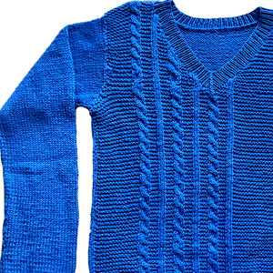 Pullover V Neck - Mid Blue | For Men | 100% Organic Wool - Mojopanda Organic Store