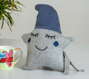 Joker Pillow Grey & Blue Knitted Stuffed/Plush/Soft Toy | 100% Premium Cotton - Mojopanda Organic Store