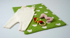 Green Birdies Knitted AC Blanket/Quilt for Baby | 100% Organic Cotton - Mojopanda Organic Store
