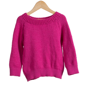 Organic Wool | Pullover | Fuchsia Fedora | Size- 5 years - Mojopanda Organic Store