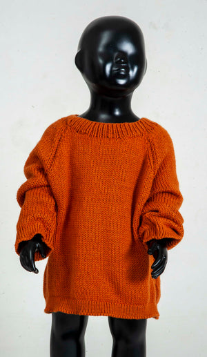 Organic Wool | Pullover |Tomato Cream | Size-5 years - Mojopanda Organic Store