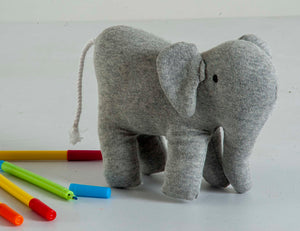 Elephant Machine Knitted Grey Stuffed Baby/Plush/Soft Toy | 100% Premium Cotton - Mojopanda Organic Store
