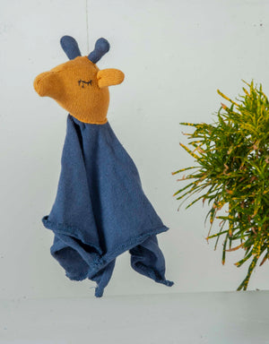 Giraffe Comforter Mustard and Blue Stuffed/Plush/Soft Toy | 100% Organic cotton - Mojopanda Organic Store