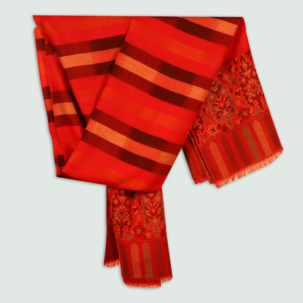 Red Patterned Odhni | Stoles & Shawls - Front View