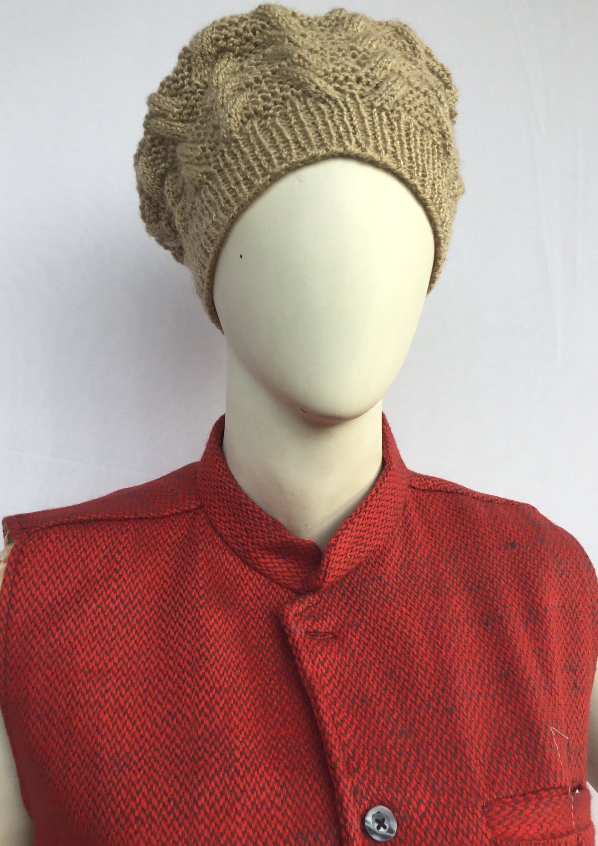 Woollen Nehru Jacket - Half Sleeve - Red & Grey | 100% Wool - Mojopanda Organic Store