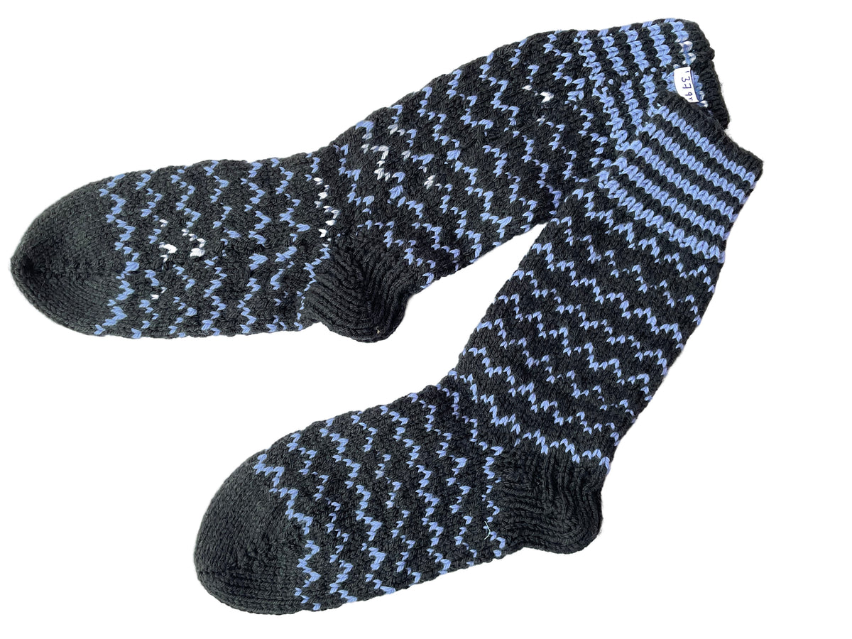Organic Wool | Socks For Men & Women | Black & Wild Blue - Mojopanda Organic Store