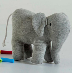 Elephant Machine Knitted Grey Stuffed Baby/Plush/Soft Toy | 100% Premium Cotton - Mojopanda Organic Store