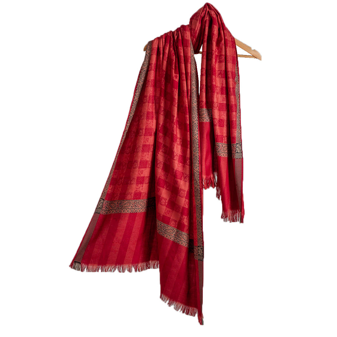 Woolen Stoles & Shawls | Red & Multi | 100x200 CM | - Mojopanda Organic  Store