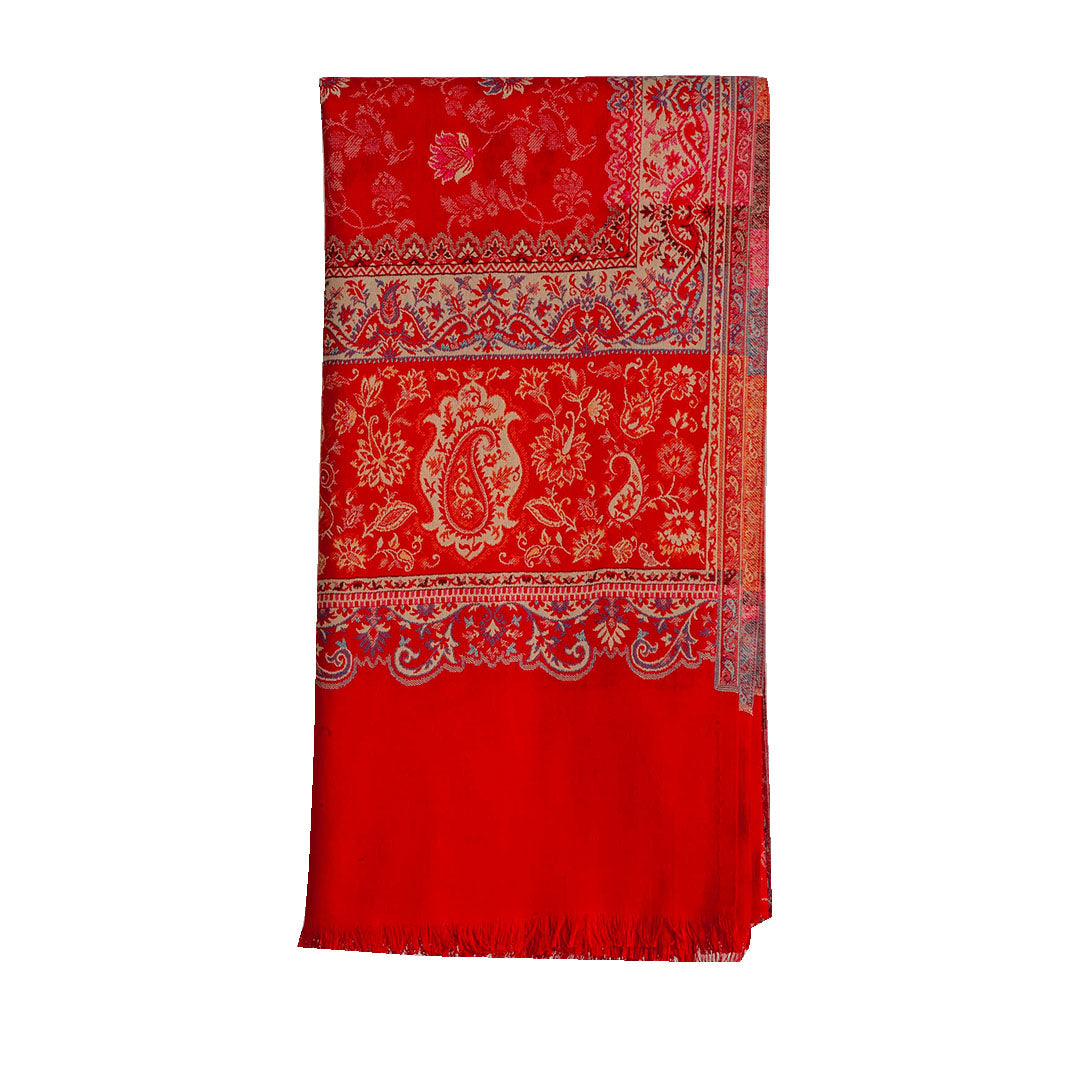 Woolen Stoles & Shawls | Red & Multi | 100x210CM | - Mojopanda Organic  Store