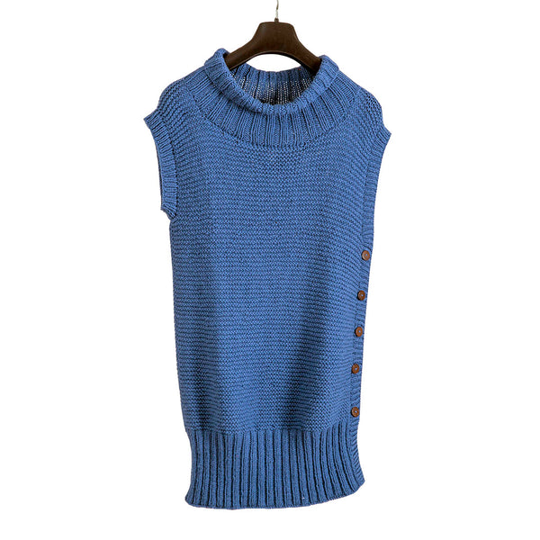 Organic Wool |  Pullover Polo Neck |  - Chambray