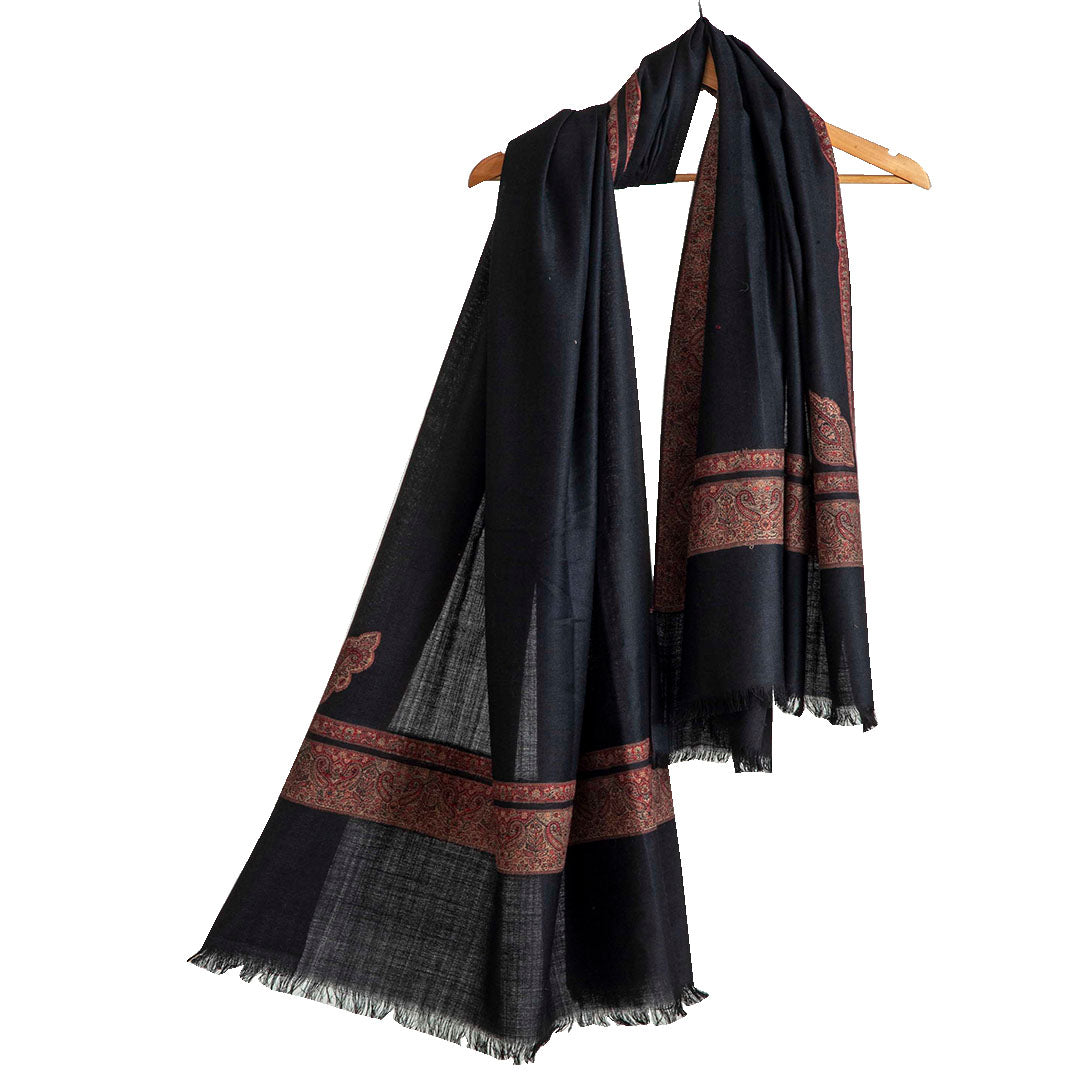 Woolen Stoles & Shawls | Black & Multi | 70x200 CM | - Mojopanda Organic  Store