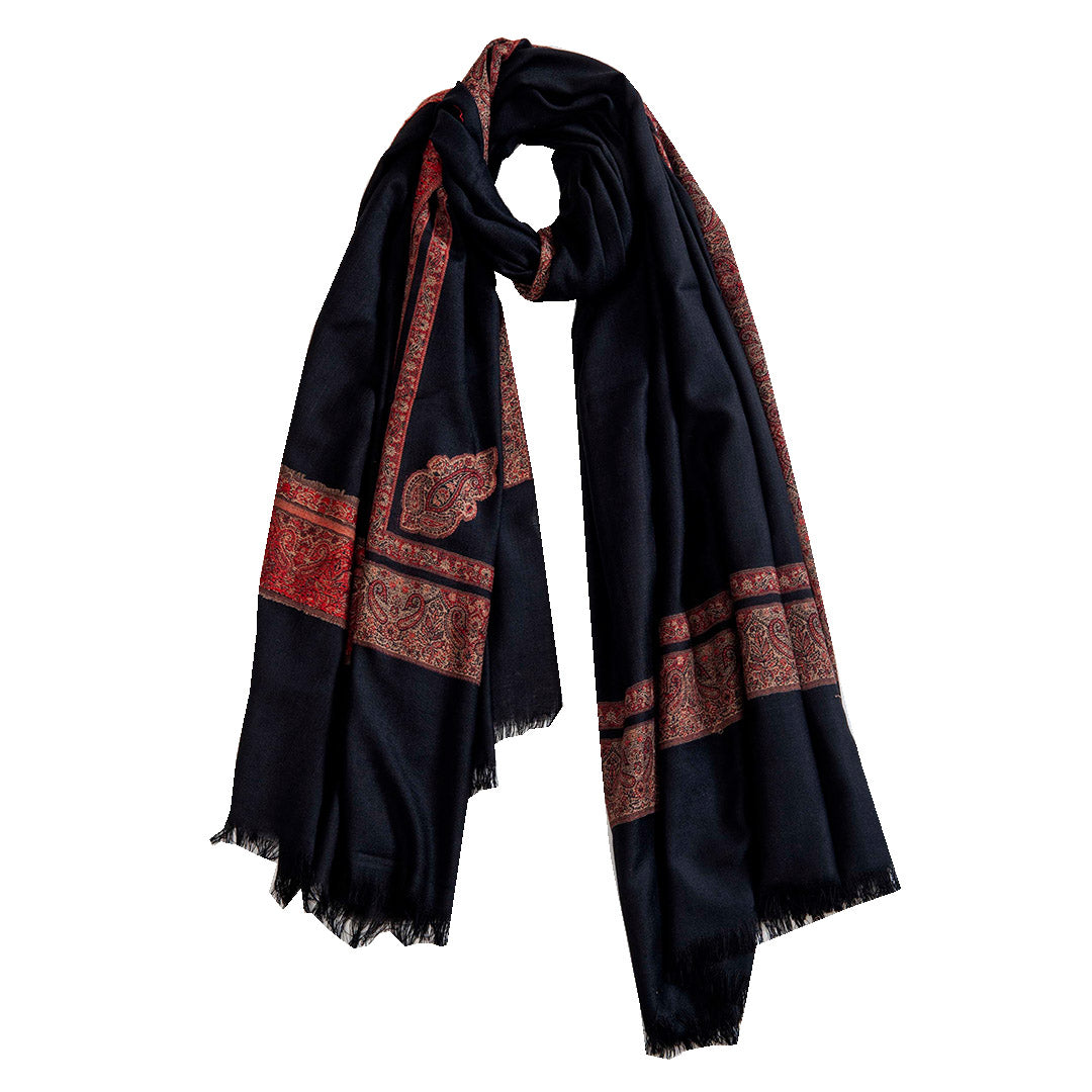 Woolen Stoles & Shawls | Black  & Multi| 100x200 CM| - Mojopanda Organic  Store