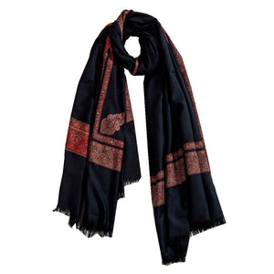Woolen Stoles & Shawls | Black  & Multi| 100x200 CM| - Mojopanda Organic  Store