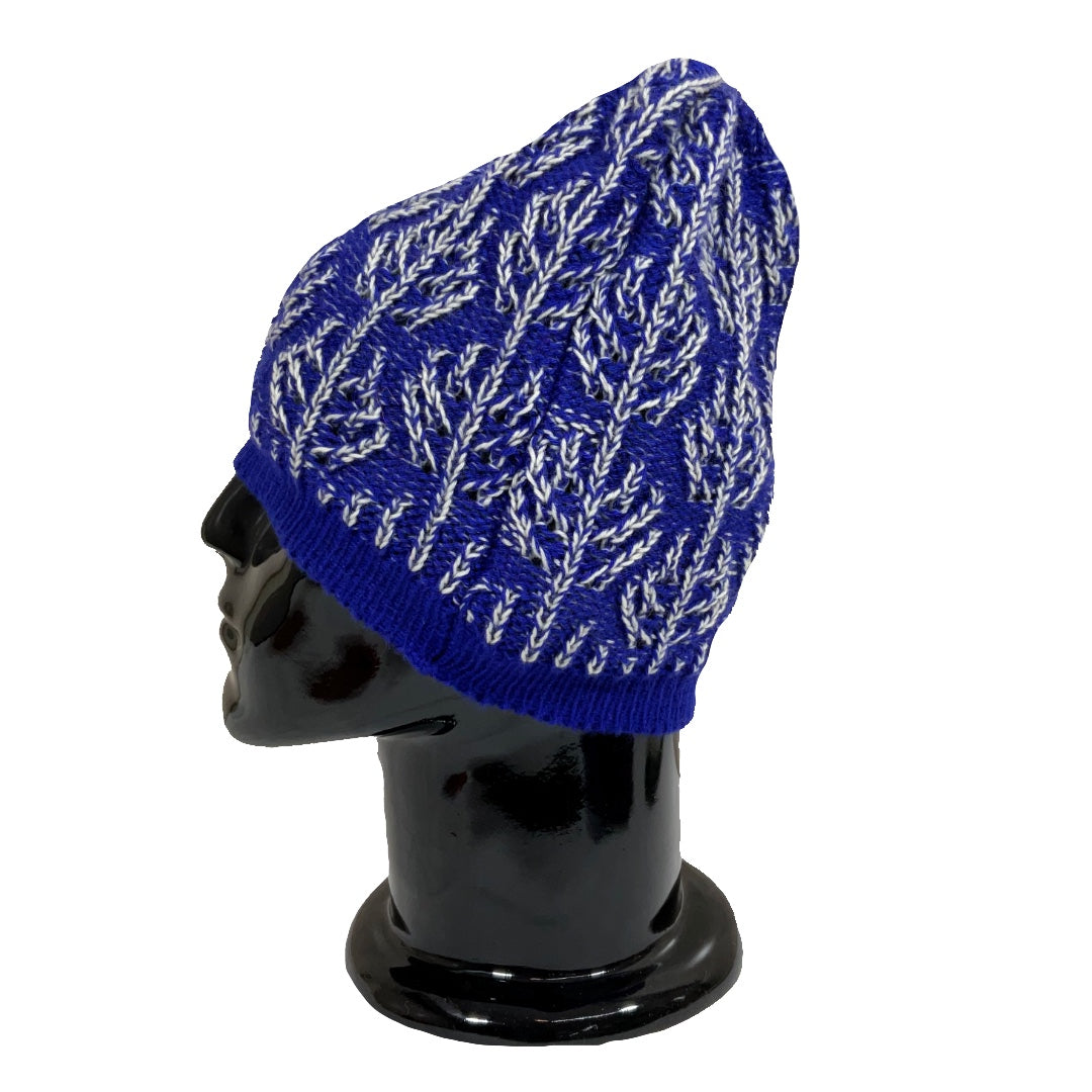Wool Cap | Unisex | 100% Wool | Dark Blue & Ivory