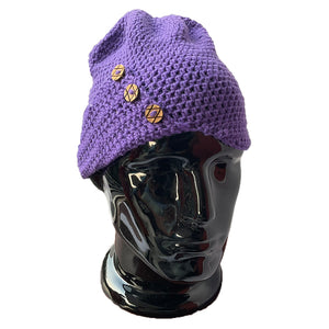 Crochet Women Cap | 100% Wool | Purple - Mojopanda Organic  Store
