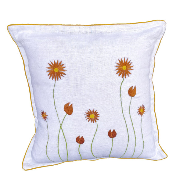 Cushion Cover With Embroidery | 100% hemp fabric