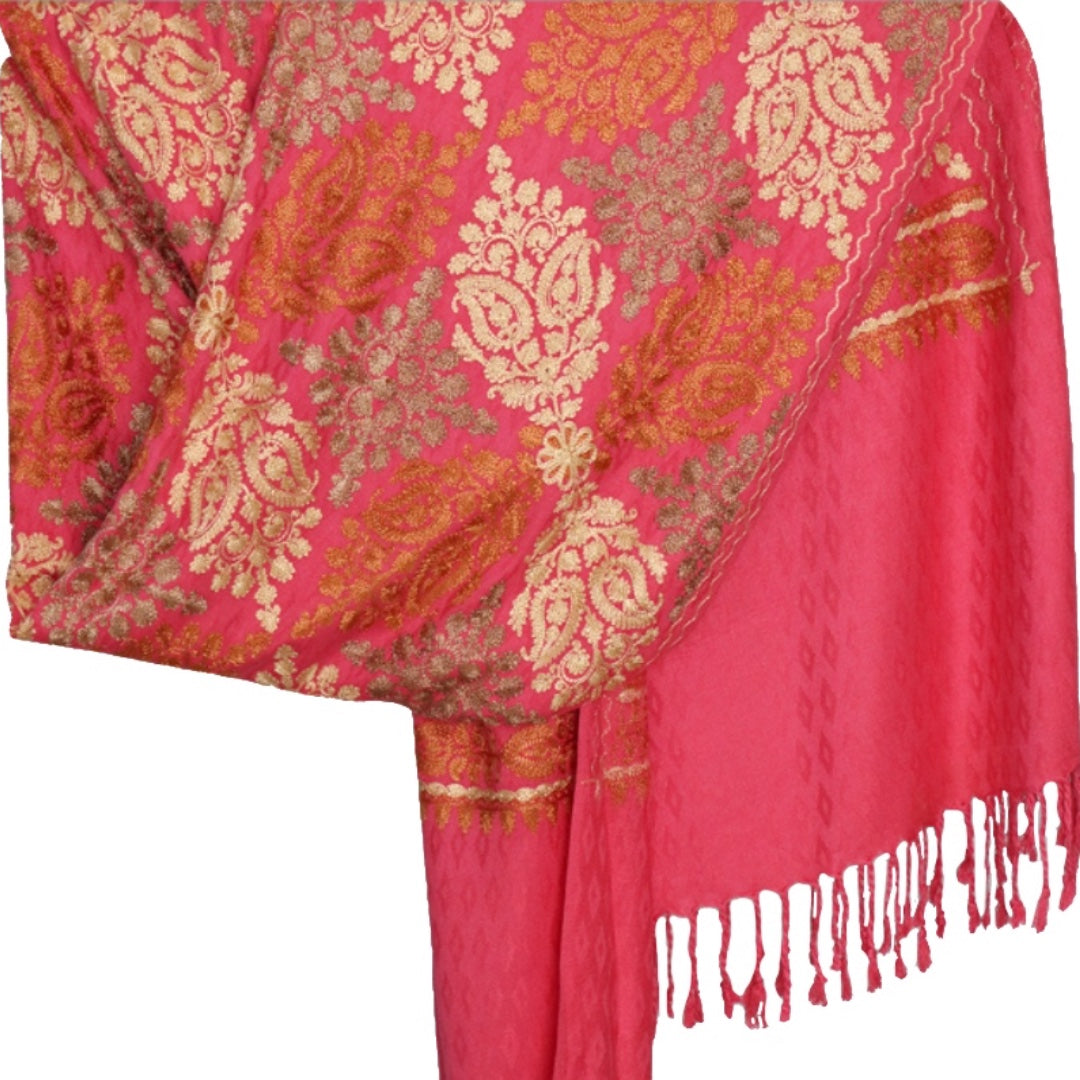 Radish  Odhni Embroidered | Stoles & Shawls | 100% Wool | For Women - Mojopanda Organic  Store