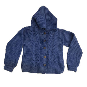 Organic Wool  |  Hoody | Chambray | Size- 2 years - Mojopanda Organic  Store