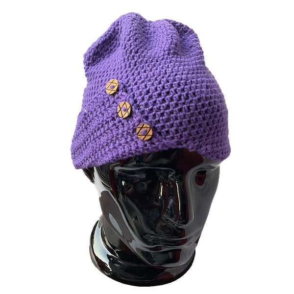 Crochet Women Cap | 100% Wool | Purple