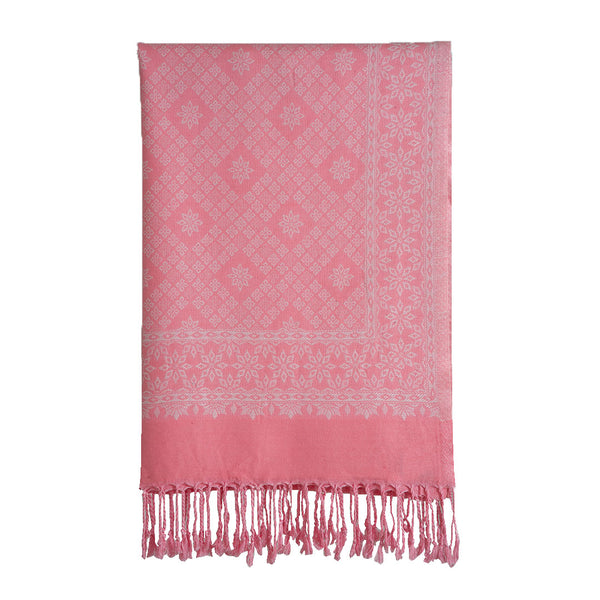 Stoles & Shawls | Pink Woolen S &  White  | 70x200 CM |