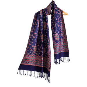 Woolen Stoles & Shawls | Blue & Multi | 70x200 CM | - Mojopanda Organic  Store