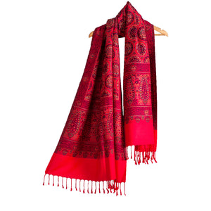 Woolen Stoles & Shawls | Red & Multi | 75x200 CM | - Mojopanda Organic  Store