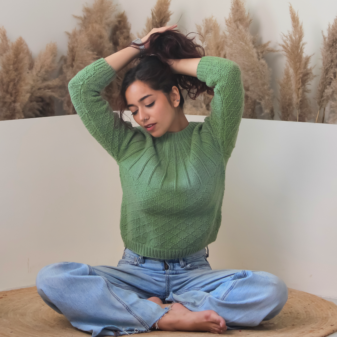 Midori Pullover – Fresh, Nature-Inspired Handknitted Wool - Mojopanda Organic  Store