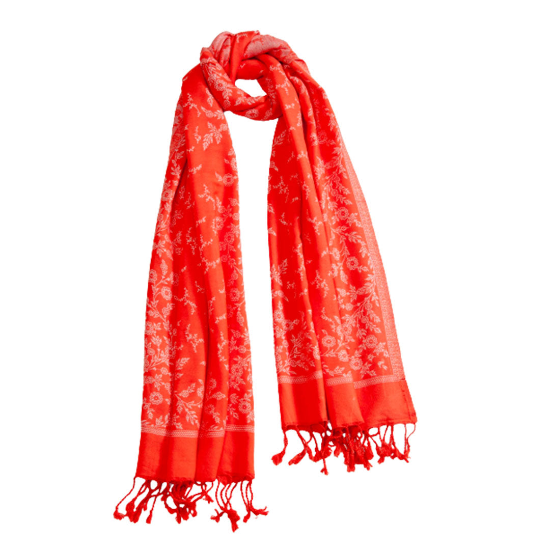 Woolen Stoles & Shawls |Red & Beige | 70x200 CM | - Mojopanda Organic  Store