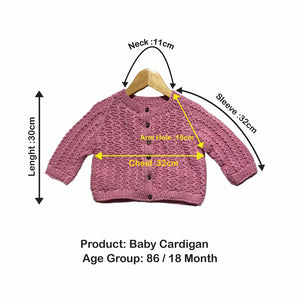 Cardigan | Hand Knit 100% Wool | For Baby Girls| Size-2 Years - Mojopanda Organic  Store