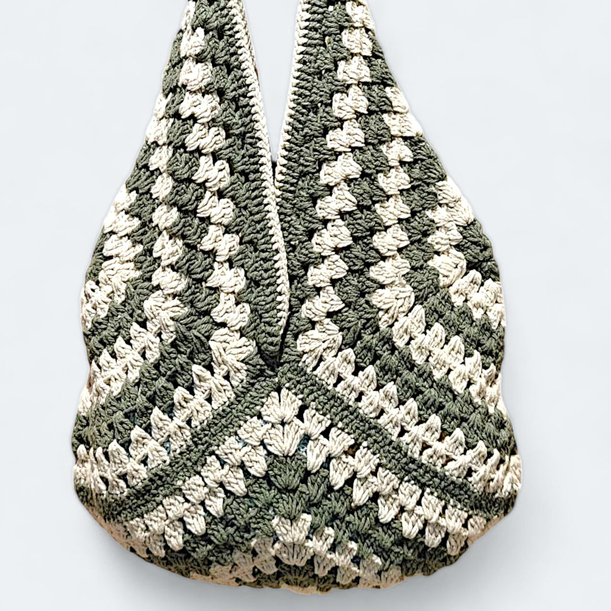Cotton Crochet Bag – White & Black Color - Eco-Friendly & Stylish