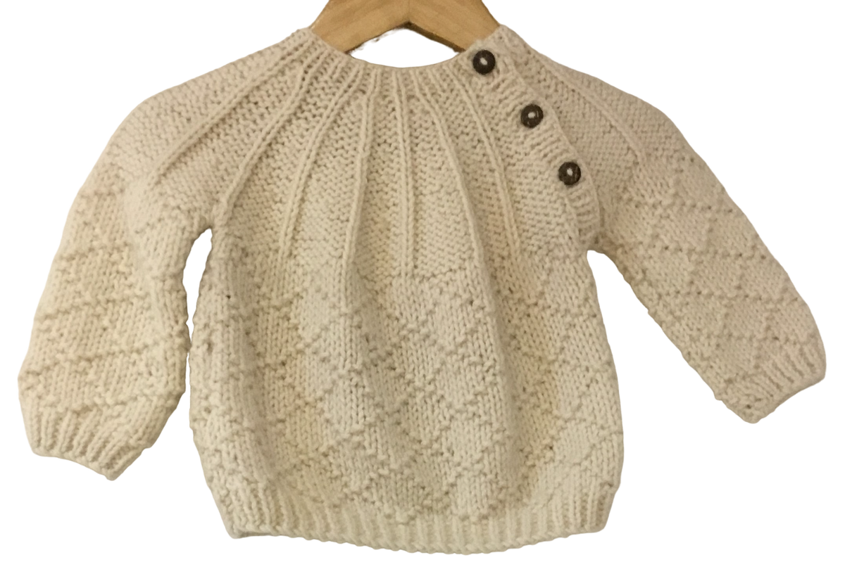Organic Wool | Pullover | Ivory | Size  - 12 Months | - Mojopanda Organic  Store